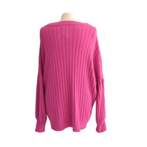 Aerie Oversized Sweater M Pink Super Soft Knit Slouchy Cozy Loungecore Barbiecor - Picture 3 of 8